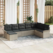 Set Divano da Giardino 8 pcs Grigio chiaro polyrattan