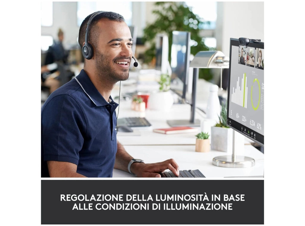 Webcam Logitech C270 HD 720p/30fps Videochiamate Conferenze Dad Widescreen Correzione Automatica ‎Luminosità Microfono Riduzione del Rumore