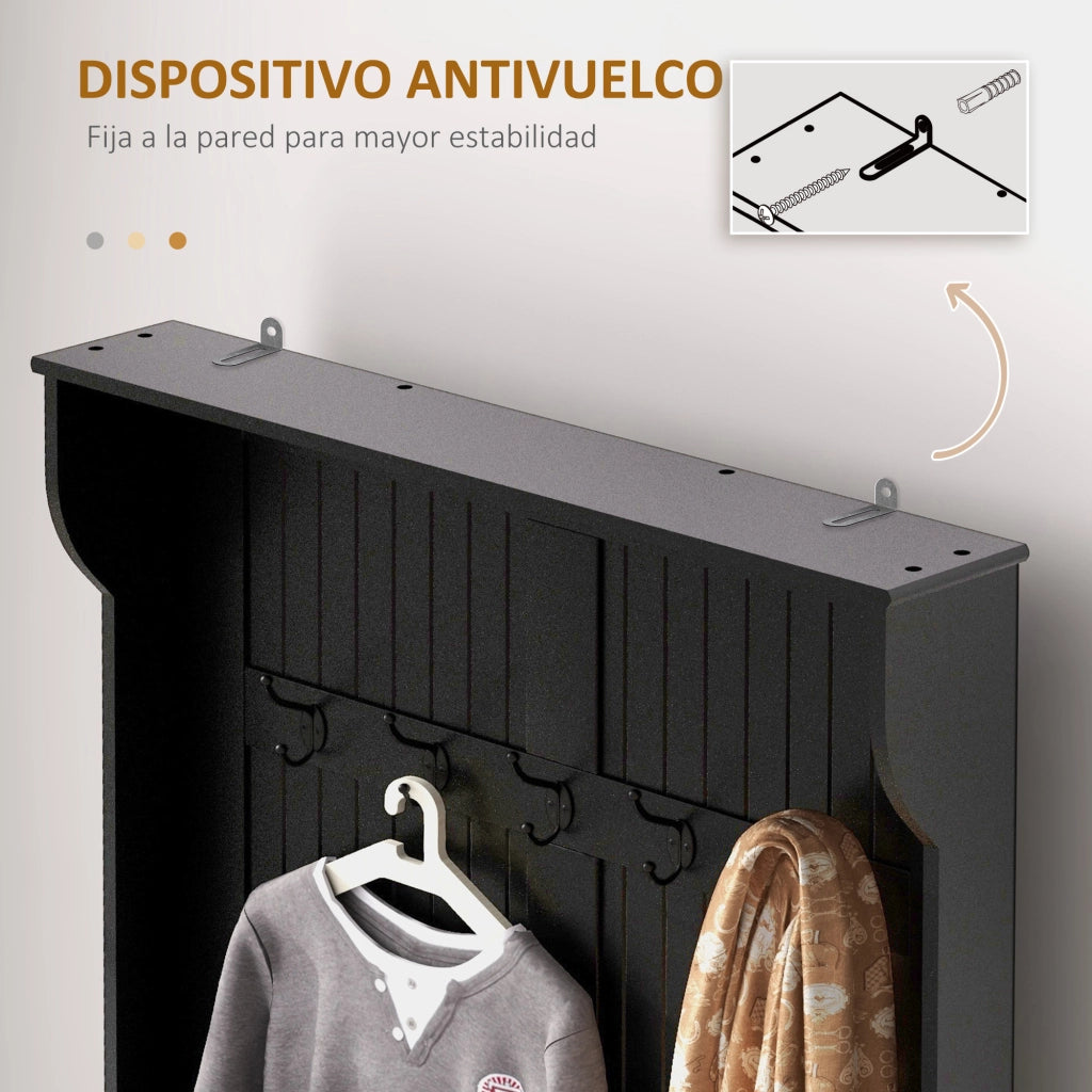 Appendiabiti con panca e 5 ganci ¨C zephmum ¨C 96x34x179,7 cm nero
