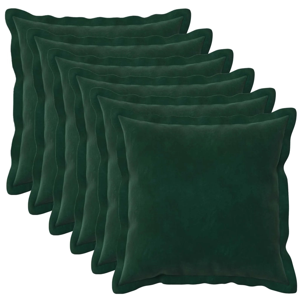 Federa 6 pcs HOUTEN Verde Scuro 35 x 35 cm Velluto 916384