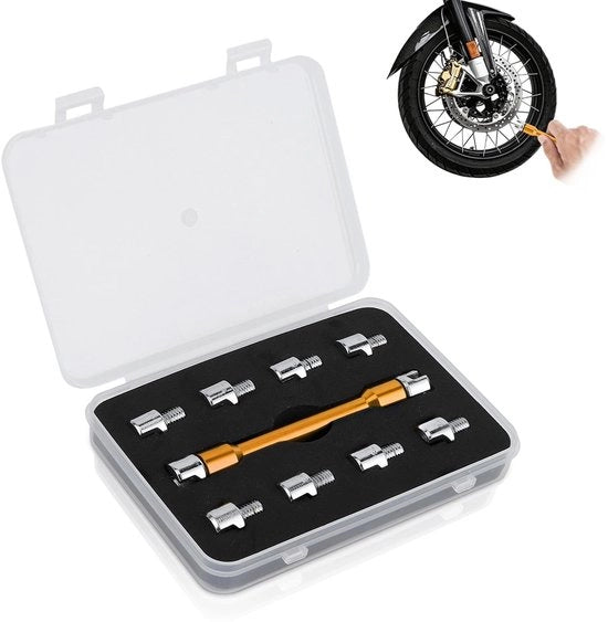 Kit di chiavi a spalla 10 pezzi - Kit di chiavi CNC - Strumenti di riparazione - Adatto per motocicli - Lunghezza 93 mm - Alluminio/Ferro - Chiave a spalla