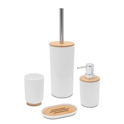 Dispenser sapone da appoggio bianco in abs e bambù Surf