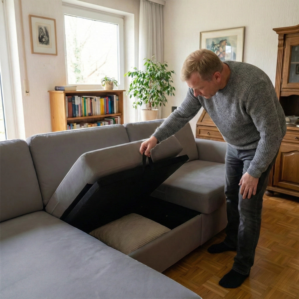 Divano Angolare con Contenitore e Ottomane ¨C Xylo ¨C Grigio
