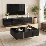 Set mobile TV e tavolino 170/100 cm nero – ampio spazio contenitore