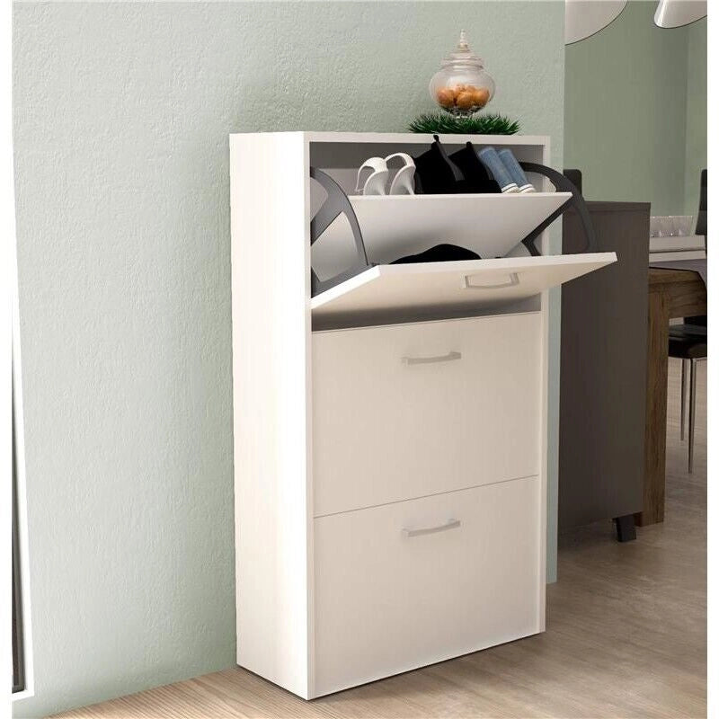 SCARPIERA MOLLY 3 ANTE A RIBALTA BIANCO 59 X 25 X H105 CM