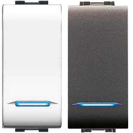 INTERRUTTORE UNIPOLARE ILLUMINABILE 'MYLIFE' 16Ax 250V - Bianco - EC ELETTROCANALI