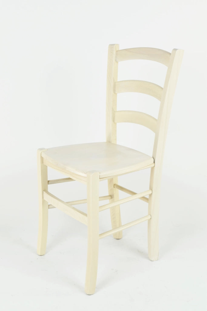 Set 4 Sedie Venice Tommychairs, robusta struttura in legno di faggio verniciata in anilina bianca e seduta in legno