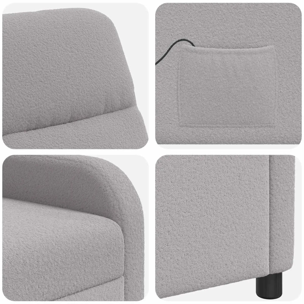 Poltrona Massaggiante Grigio Chiaro Bouclé 42034951