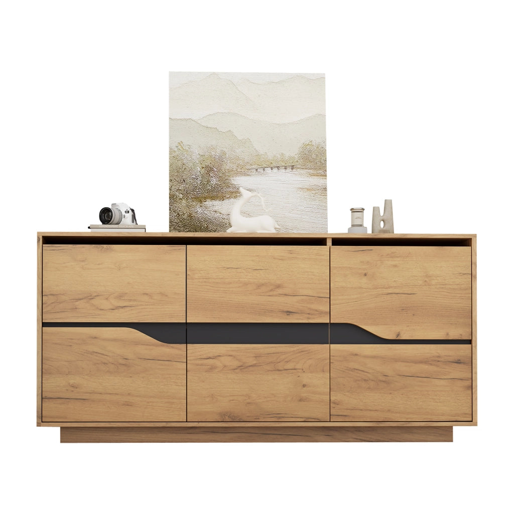 Credenza a 3 ante con divisori regolabili; chiusura ammortizzata; per soggiorno; 140 × 40 × 70 cm
