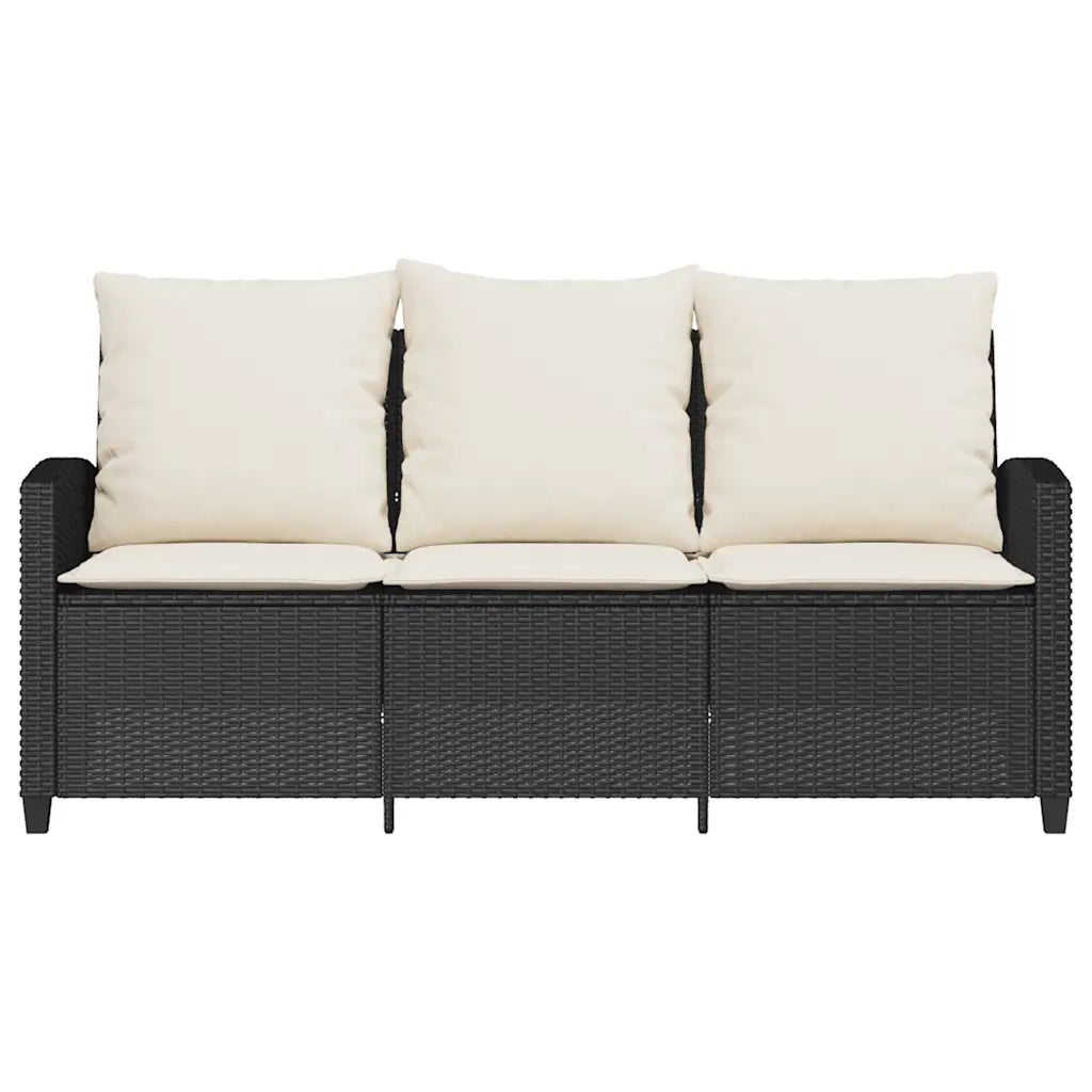 Divano da Giardino a 3 Posti Cuscini&Tavolo Nero in Polyrattan 4103854