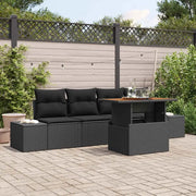 Set Divano da Giardino con archiviazione 5 pcs Nero Poly Rattan