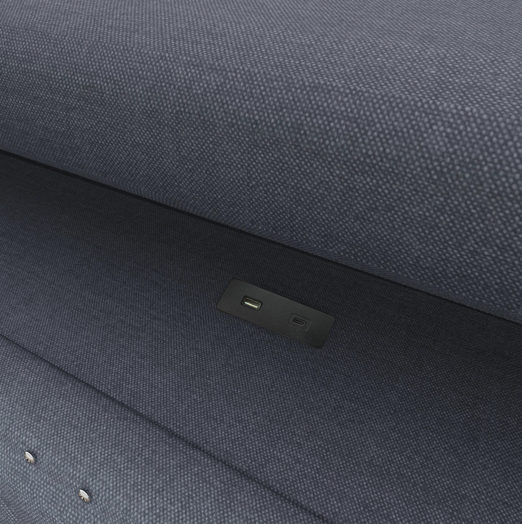 Divano letto 90x200 cm grigio in lino e MDF con vano contenitore idraulico