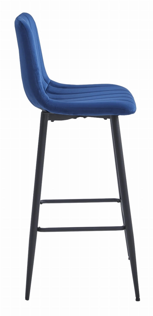 Sgabello Valora POZZA in velluto blu navy con gambe nere x2
