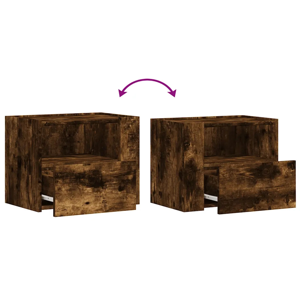Comodini a Muro 2 pz-Set di 2 Tavolino da notte Rovere Fumo 45x30x35 cm 906308