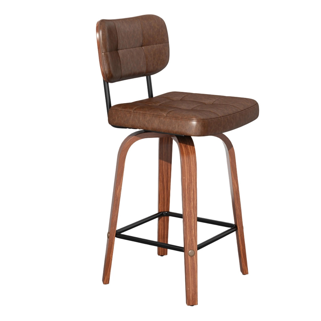 SGABELLO DA BAR con schienale ergonomico, noce, PU e legno