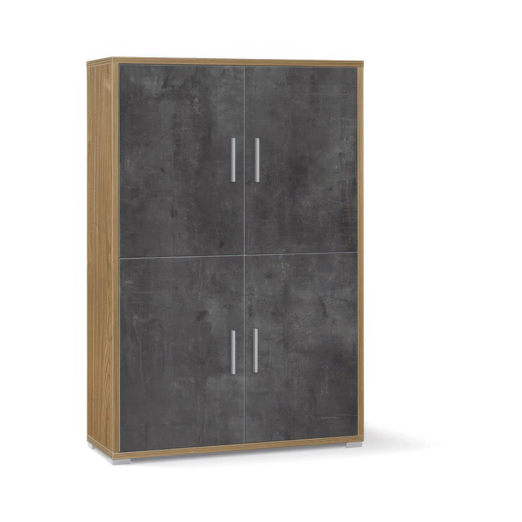 Mobile a 4 Ante Sarmog Double 161 x 108 cm Noce Stelvio e Nero per Ufficio Operativo e Studio