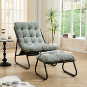 Poltrona reclinabile relax con poggiapiedi ¨C Minimal ¨C Tessuto verde chiaro telaio nero