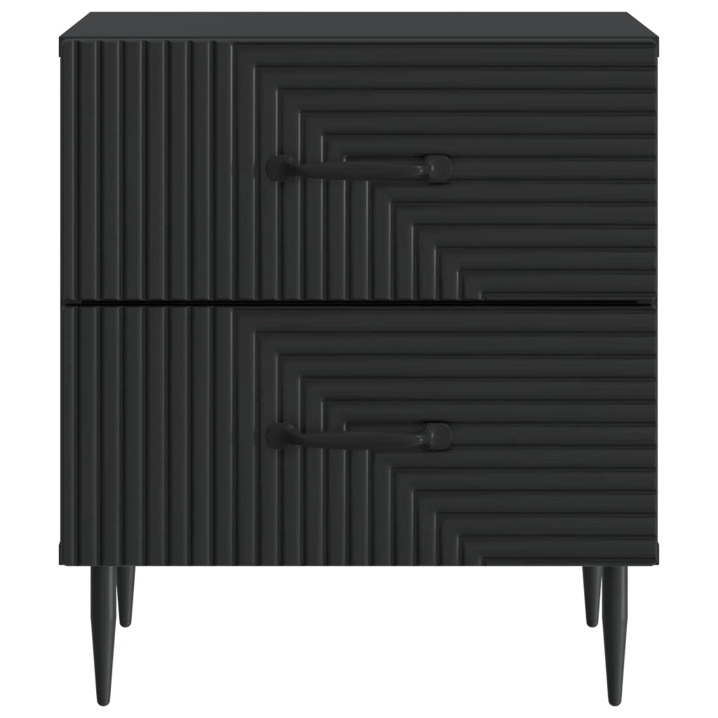 Comodino | Armadio da Notte | Mobiletto da notte Nero 43 x 34,5 x 47,5 cm Legno ingegnerizzato