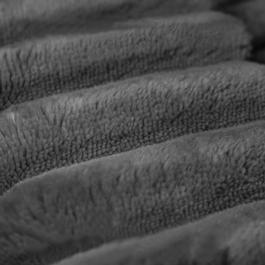 Pouf imbottito in velluto a coste grigio scuro