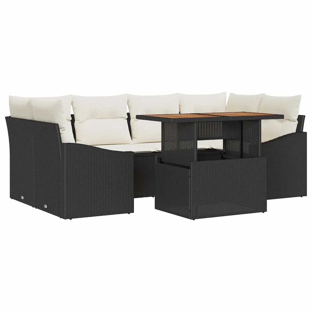 Set Divano da Giardino con archiviazione 7 pcs Nero Poly Rattan 3358525