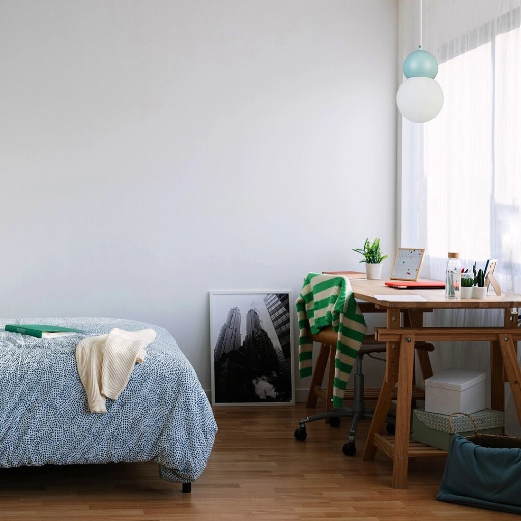 Lampada a sospensione minimal blu doppia sfera G9 Rabalux