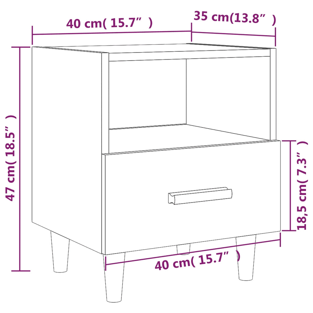 Comodino Grigio Sonoma 40x35x47 cm 817299