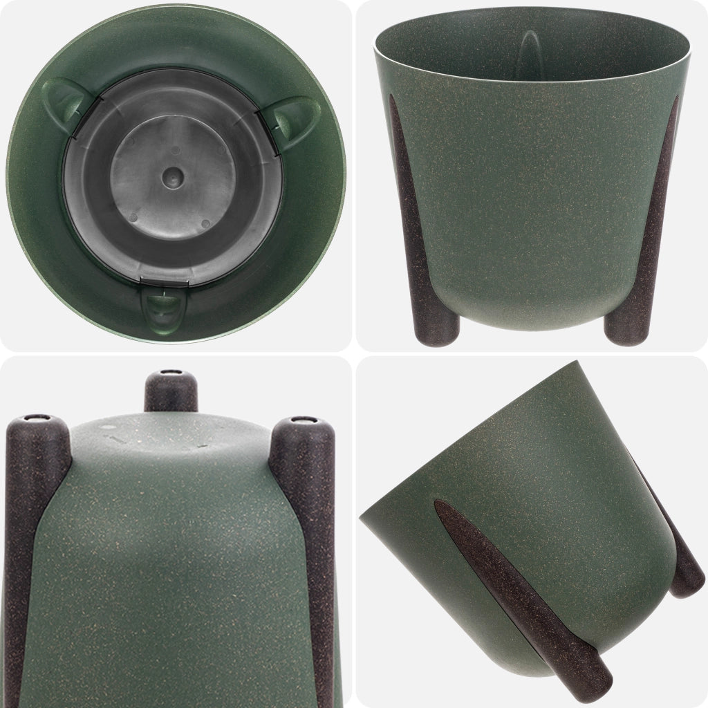Vaso da fiori KADAX, coprivaso, con gambe, con inserto, moderno, verde, 18 cm