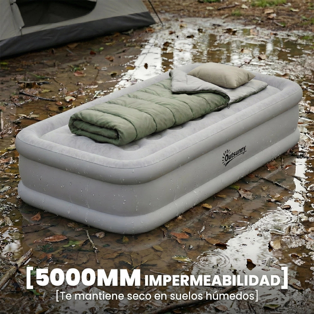 Materasso Gonfiabile Singolo ¨C Xylo ¨C con Pompa Elettrica Grigio 190x97x39 cm