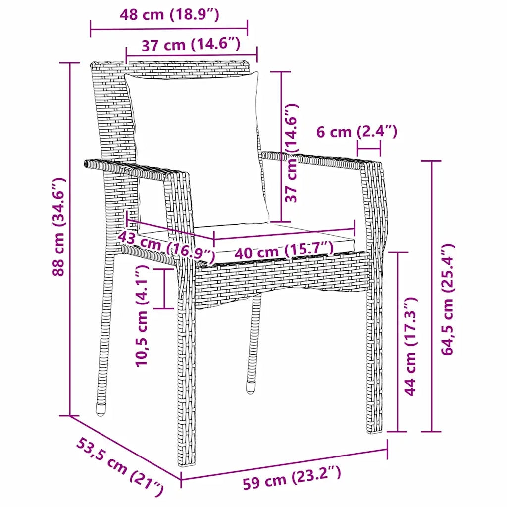 Set da Pranzo per Giardino con cuscino 9 pcs Grigio polyrattan 3380091