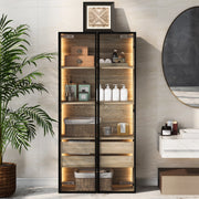 Mobile contenitore in MDF con LED e ante in vetro satinato