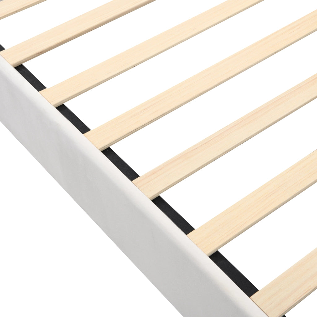Divano letto 90 × 200 cm con rete a doghe rivestito in velluto beige struttura imbottita portata fino a 120 kg