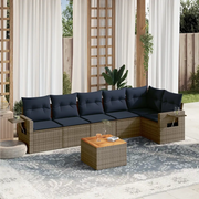 Set Divani da Giardino 7 pz con Cuscini Grigio in Polyrattan 3224577