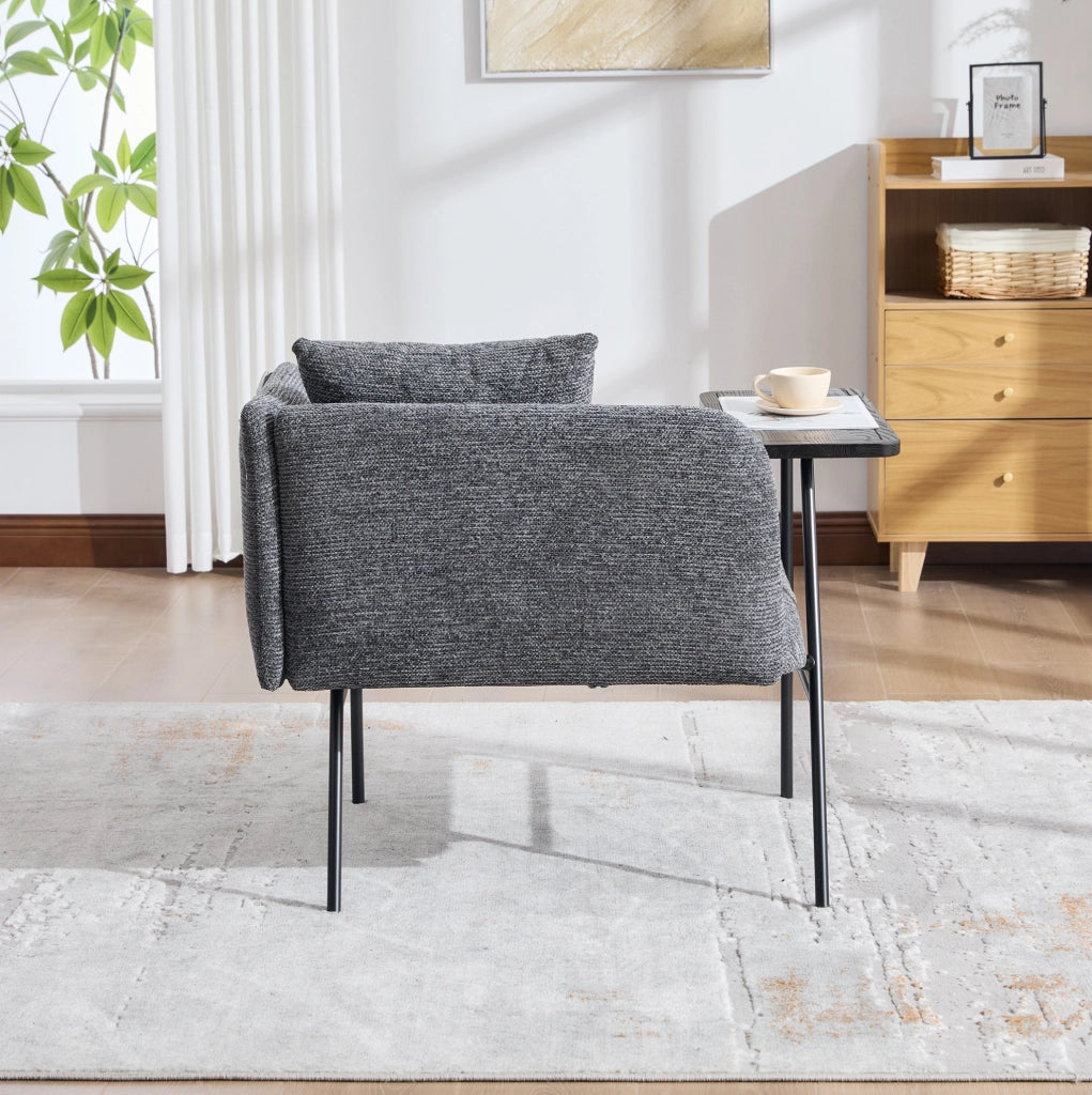 Poltrona relax in ciniglia grigio scuro con tavolino laterale e 2 tasche HOMVRA