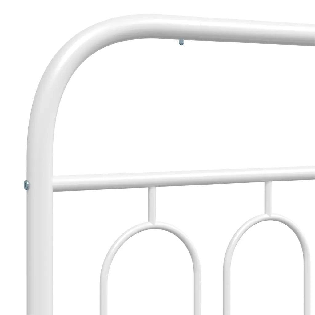Letto singolo | Letto per adulti | Giroletto con Testiera Metallo Bianco 80x200 cm