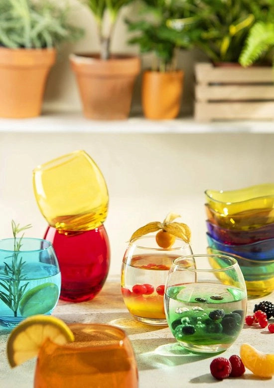 Set di 6 vasi in vetro colorato - versatile e elegante - multicolore