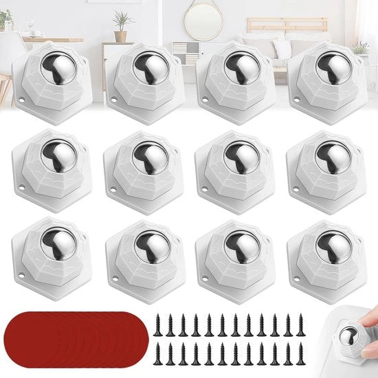 Pompe adesive per mobili - 12 pezzi - Bianco - 3,7 x 2,3 cm