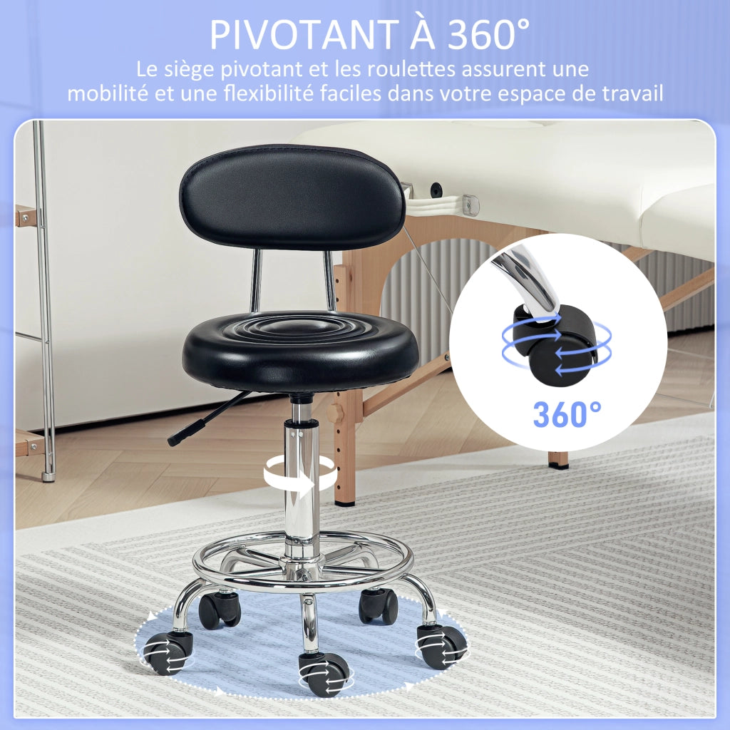 Sgabello girevole con schienale e altezza regolabile 70-86 cm ¨C Minimal ¨C nero