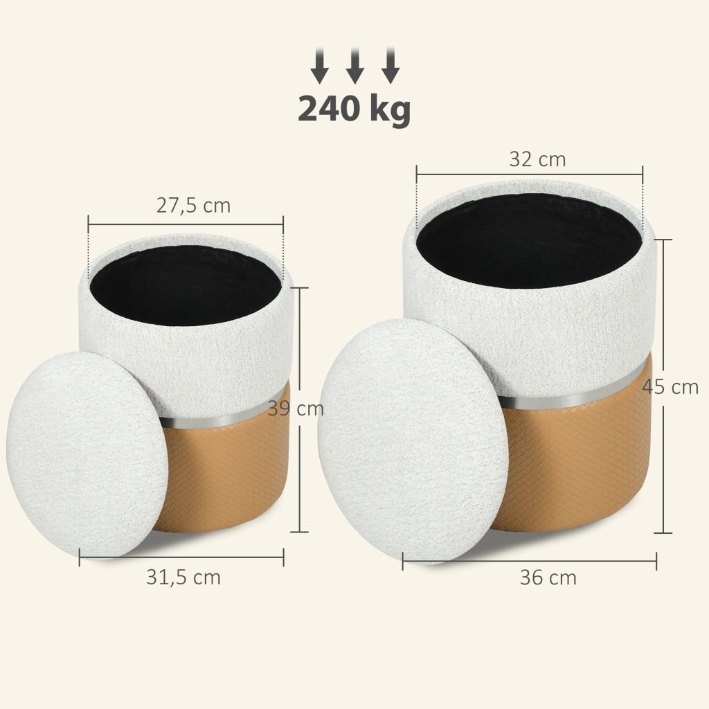 Puff con contenitore ¨C zephmum ¨C marrone e crema