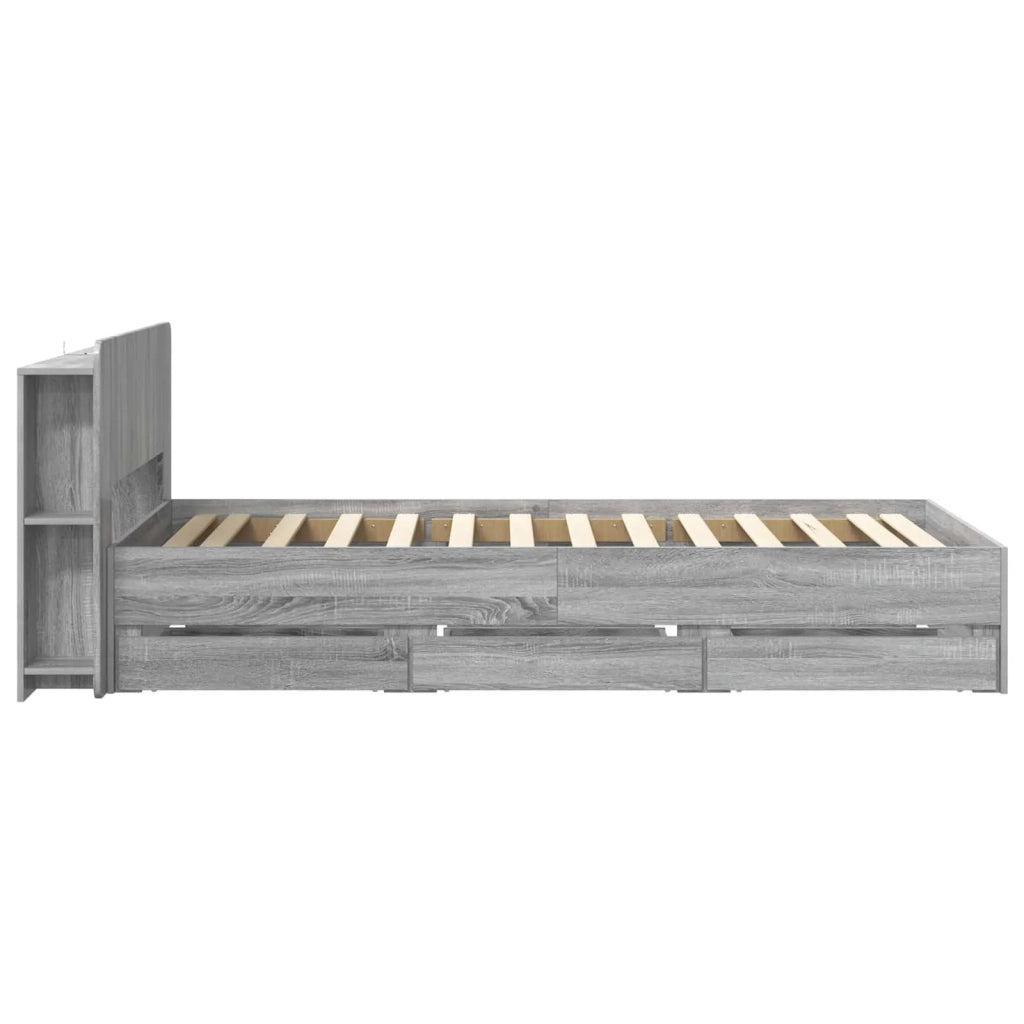 Struttura del letto con stoccaggio e testata Sonoma grigio 3433933