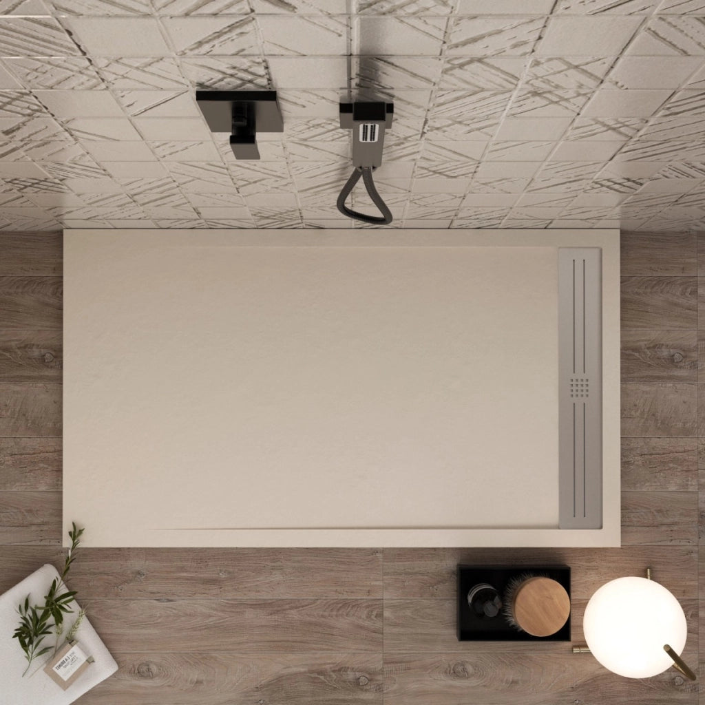 Piatto doccia in marmoresina crema effetto pietra cemento relax, misura 70x120