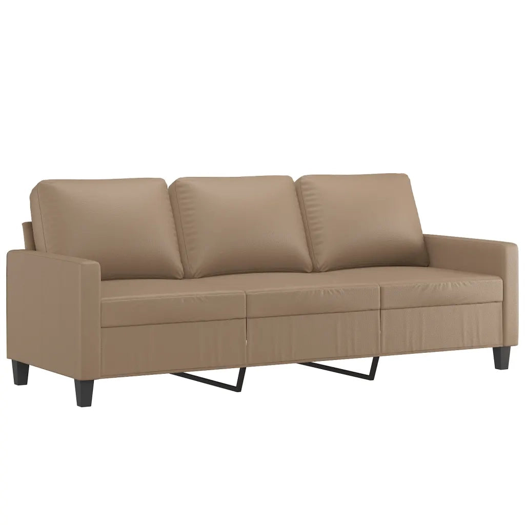 Divano a 3 Posti con Poggiapiedi-Sofa 3 Posti con Poggiapiedi Cappuccino 180cm in Similpelle 916560