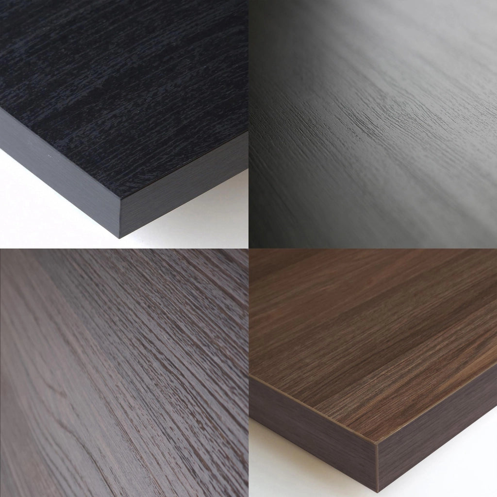 Credenza, Mobile, Cucina, 207x80x37 cm, 4 Porte, LED, Rovere scuro e Nero