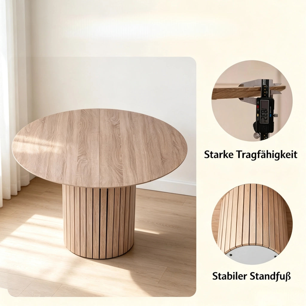 Tavolo da pranzo rotondo in legno massello Ø 120 cm marrone chiaro