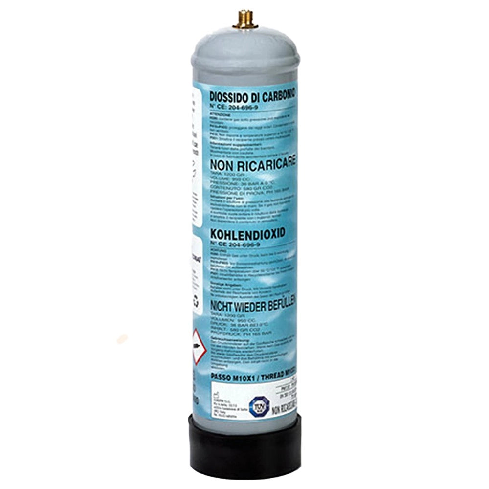 Bombola Co2 usa e getta universale da 600gr con passo standard 10x1
