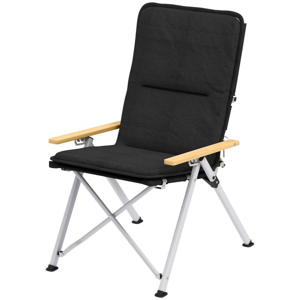 Sedia da campeggio pieghevole da pesca con schienale alto reclinabile cuscino rimovibile e borsa da trasporto per esterno nero 59x67x96cm