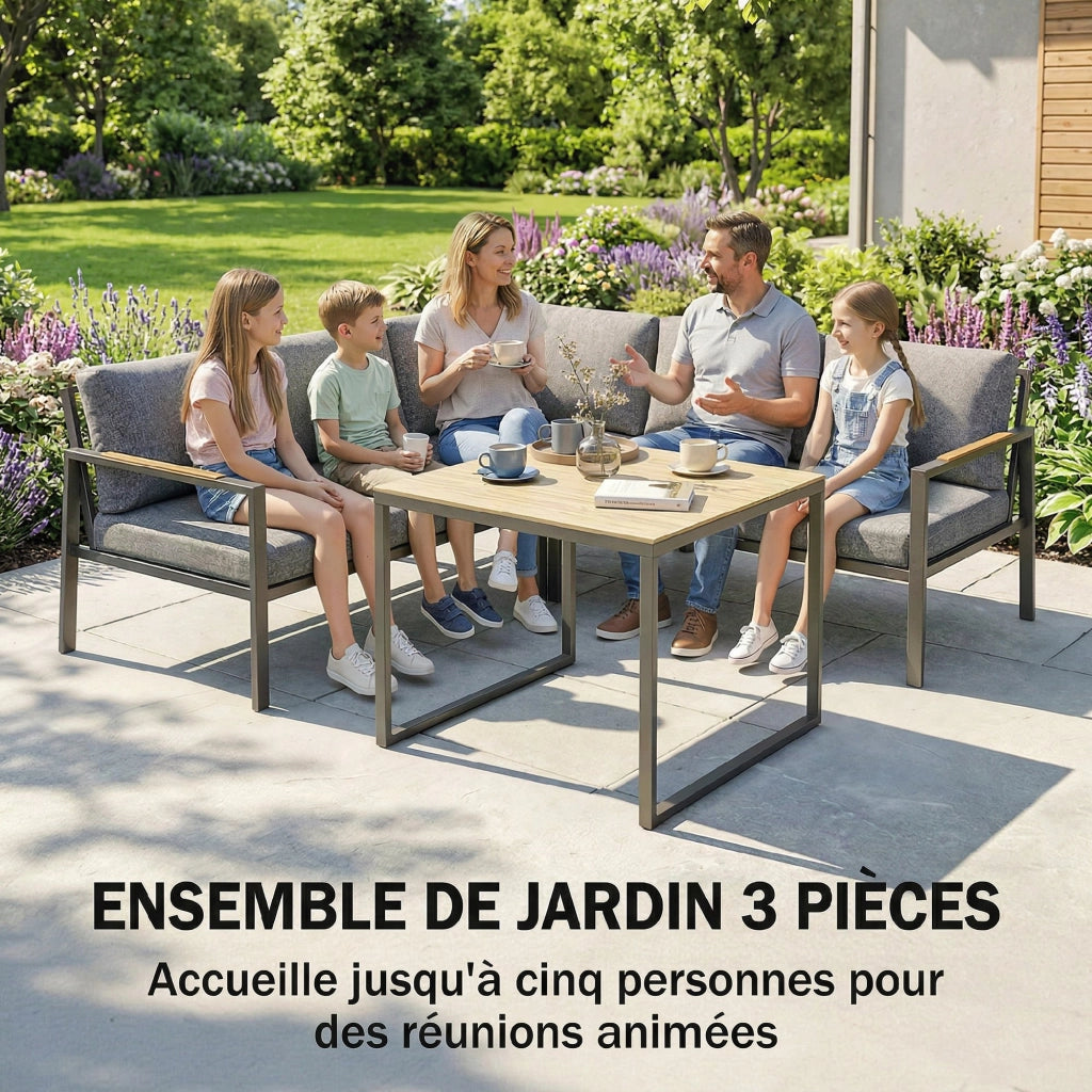 Set Giardino 3 Pezzi ¨C Minimal ¨C 183x183x72cm, Grigio Scuro