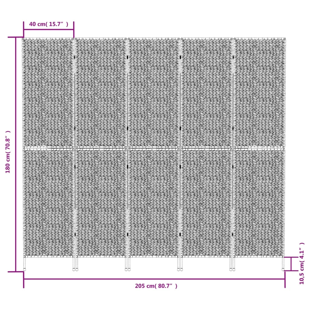 Divisorio Ambienti | Divider per stanze | Paravento 5Pannelli Marrone 205x180cm Giacinto d'Acqua