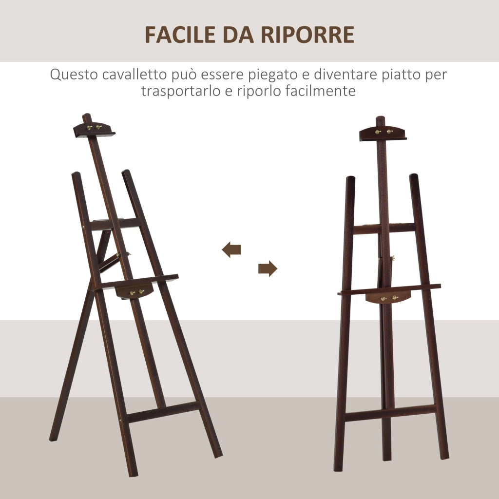 Cavalletto Treppiede da Pittura 51,5x71,5x134,5 cm in Legno di Pino Marrone