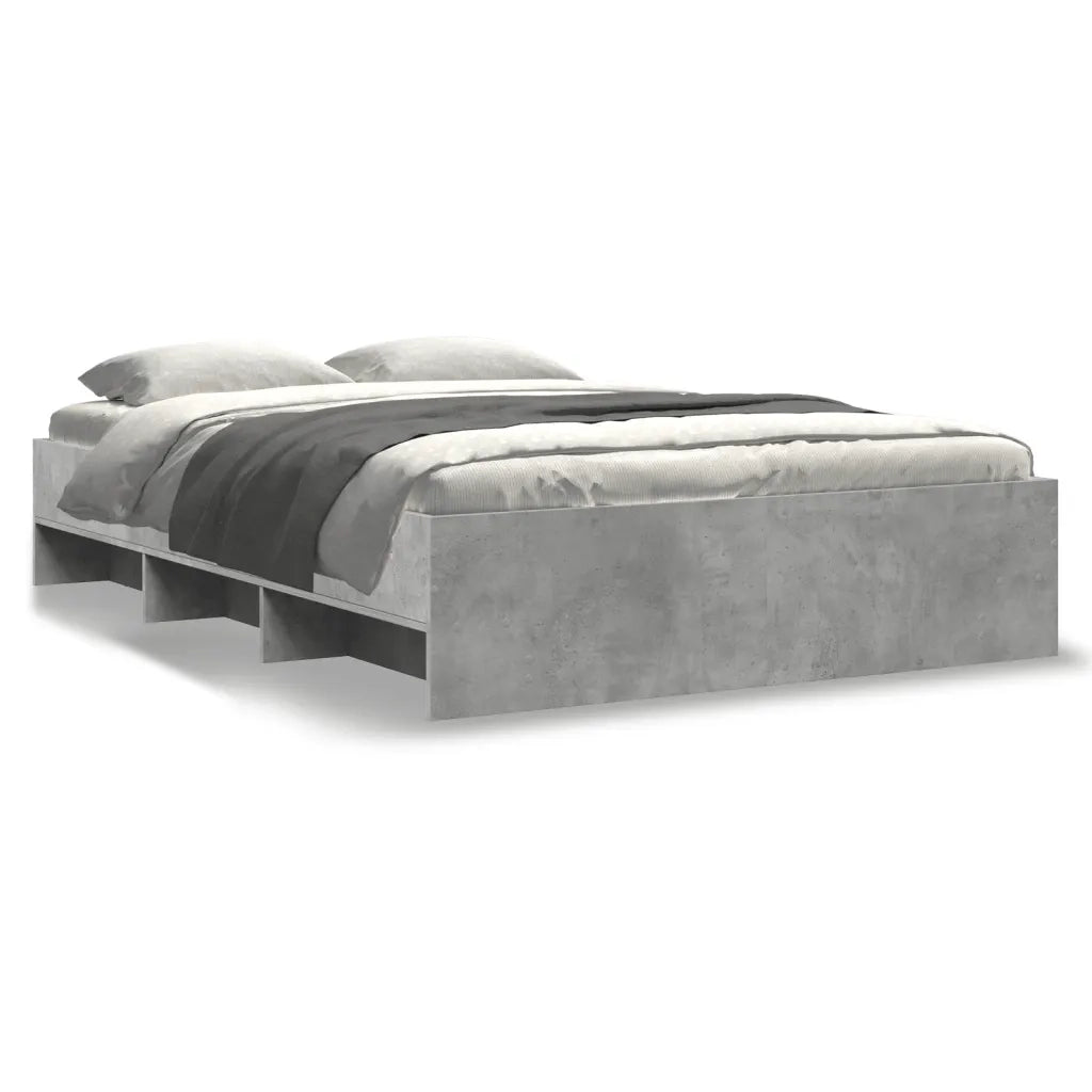 Letto matrimoniale | Letto per adulti | Giroletto Grigio Cemento 135x190 cm in Legno Multistrato