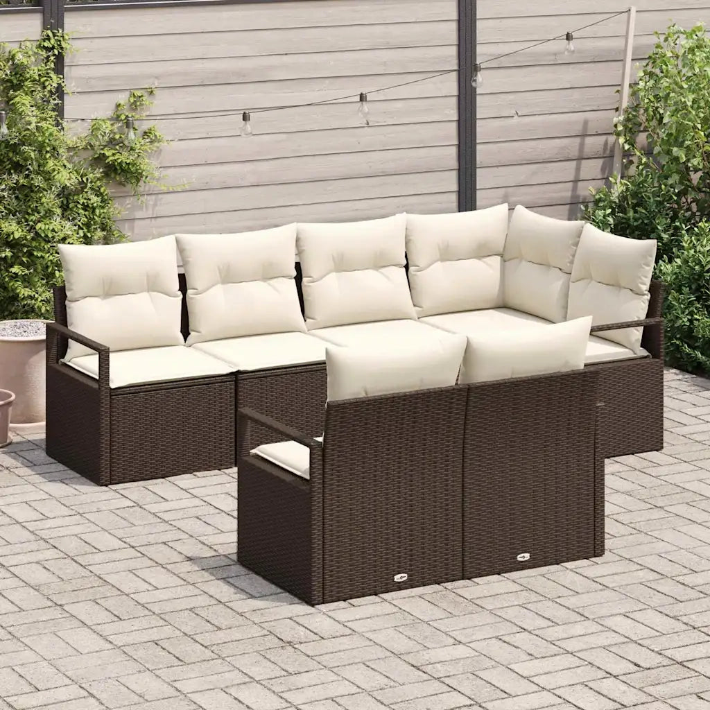 Set di divani con cuscino 7 pcs Marrone polyrattan 3346418